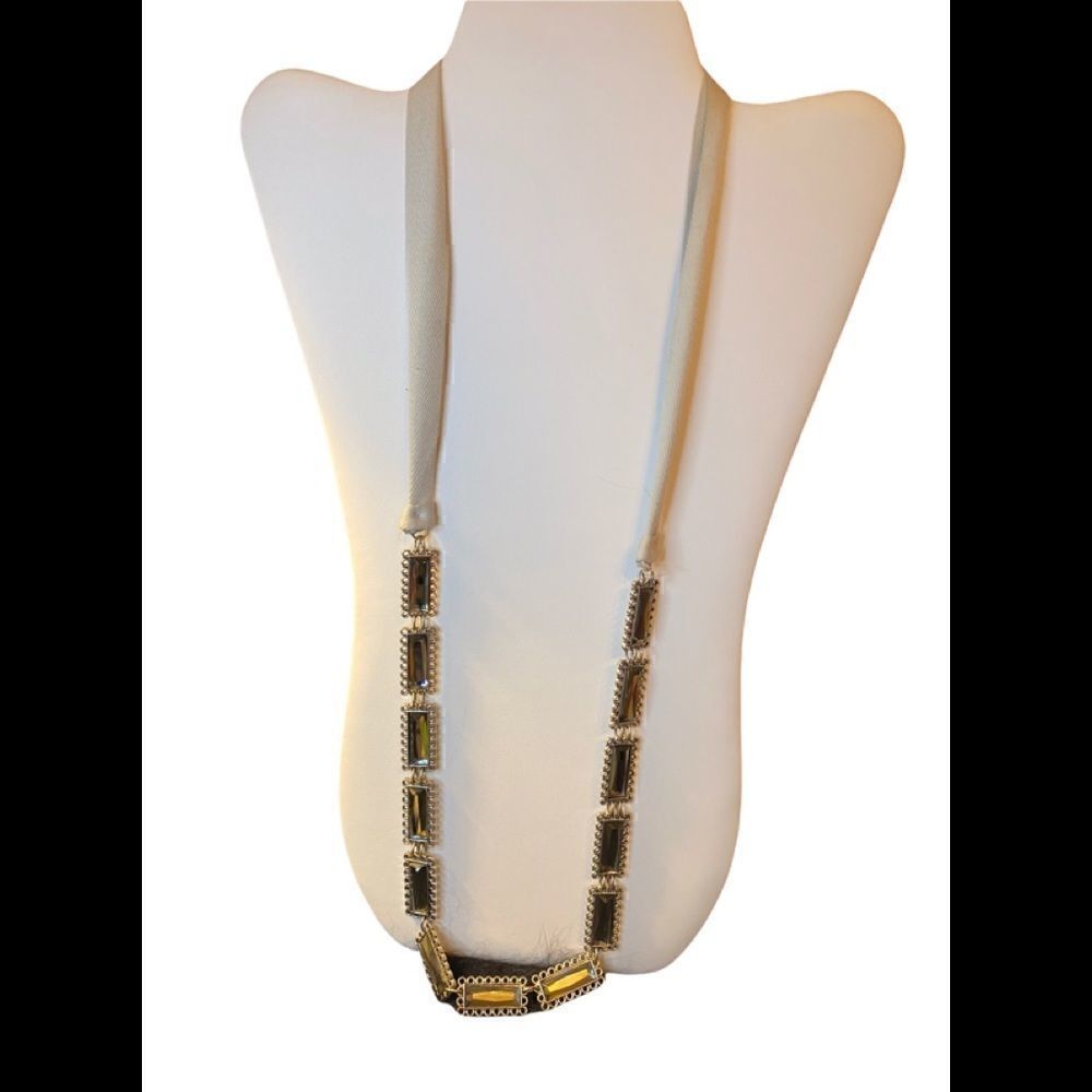 NWOT Club Monaco metal necklace with ribbon